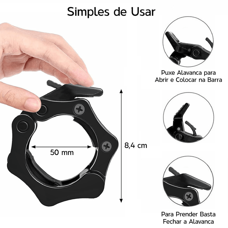 Presilhas Lock Jaw Collar 50mm P/ Barra Olímpica